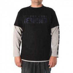 Tee-shirt noir sérigraphié manches longues grises grande taille homme by Allsize