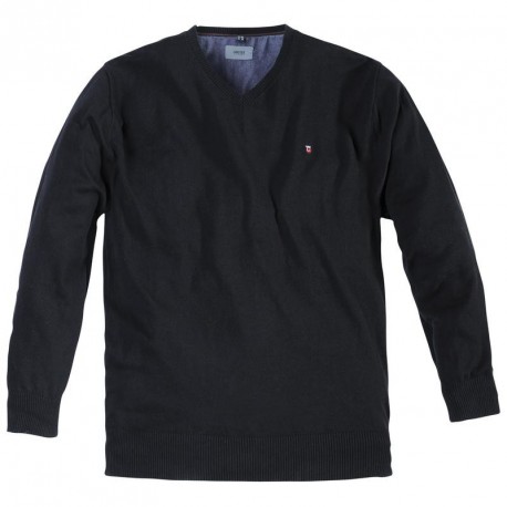 Pull GREYES Noir grande taille homme en jersey by Allsize