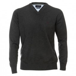 Pull MATTEO gris anthracite grande taille homme en jersey by Casa Moda