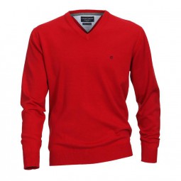 Pull MATTEO rouge grande taille homme en jersey by Casa Moda