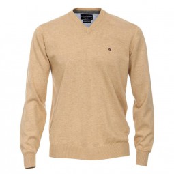 Pull MATTEO noisette grande taille homme en jersey by Casa Moda