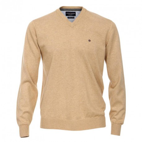 Pull MATTEO noisette grande taille homme en jersey by Casa Moda