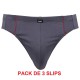 Lot de trois slips micromodal MIKE uni gris/rayures grande taille homme by Adamo