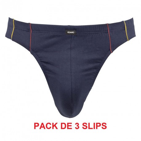 Lot de trois slips micromodal MIKE uni bleu/rayures grande taille homme by Adamo