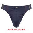 Lot de trois slips micromodal MIKE uni bleu/rayures grande taille homme by Adamo