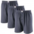 Lot trois Caleçons coton JAMES uni bleu acier grande taille homme by Adamo