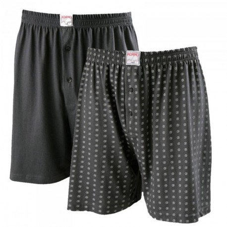 Lot deux caleçons coton DEAN uni gris + motifs grande taille homme by Adamo