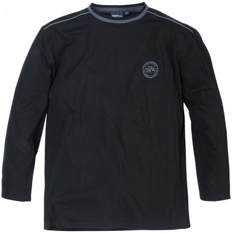 Haut pyjama PATRICK noir manches longues grande taille homme by Allsize
