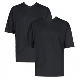 Pack 2 Tee-shirt noir coton col V grande taille homme by Adamo